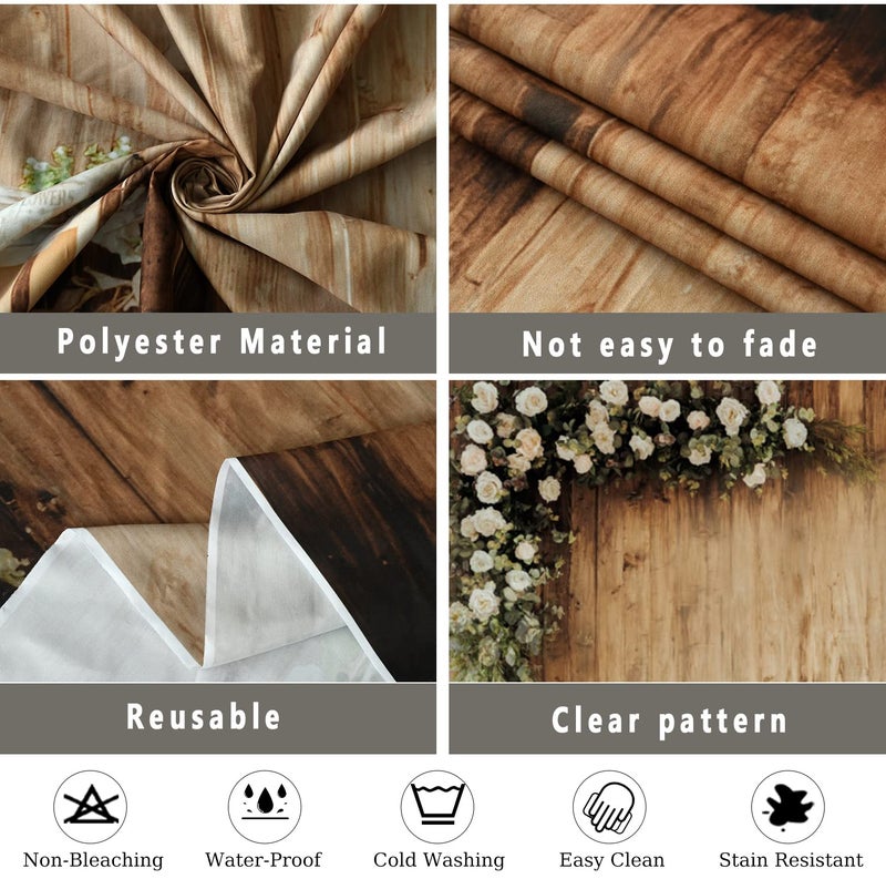 DASHAN 7x5ft Wedding Backdrops for Reception Rustic Floral Wood Plank Bridal Shower Backdrop Ceremony Party Decorations Valentine's Day Photography Background Photo Props - Image 2